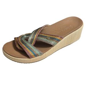 Skechers Beverley Belle Sandals Womens Size 10 Multicolor Strappy Wedge Sandals